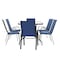 Flash Furniture Brazos 7 Pc Outdoor Patio Dining Set - 55in Tempered Glass Patio Tbl w/Umbrella Hole, 6 Navy Chairs TLH-089REC-303CNV6-GG - alternate 7